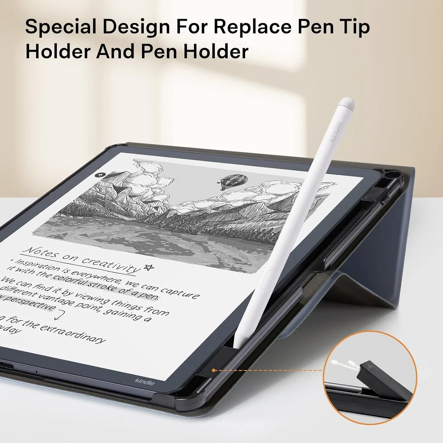 CoBak Case for 11" Kindle Scribe 3rd Generation 2025, Kindle Scribe Colorsoft with Two Viewing Angles - All New PU Leather Cover with Auto Sleep Wake, Pen Holder. Cloudy Blue