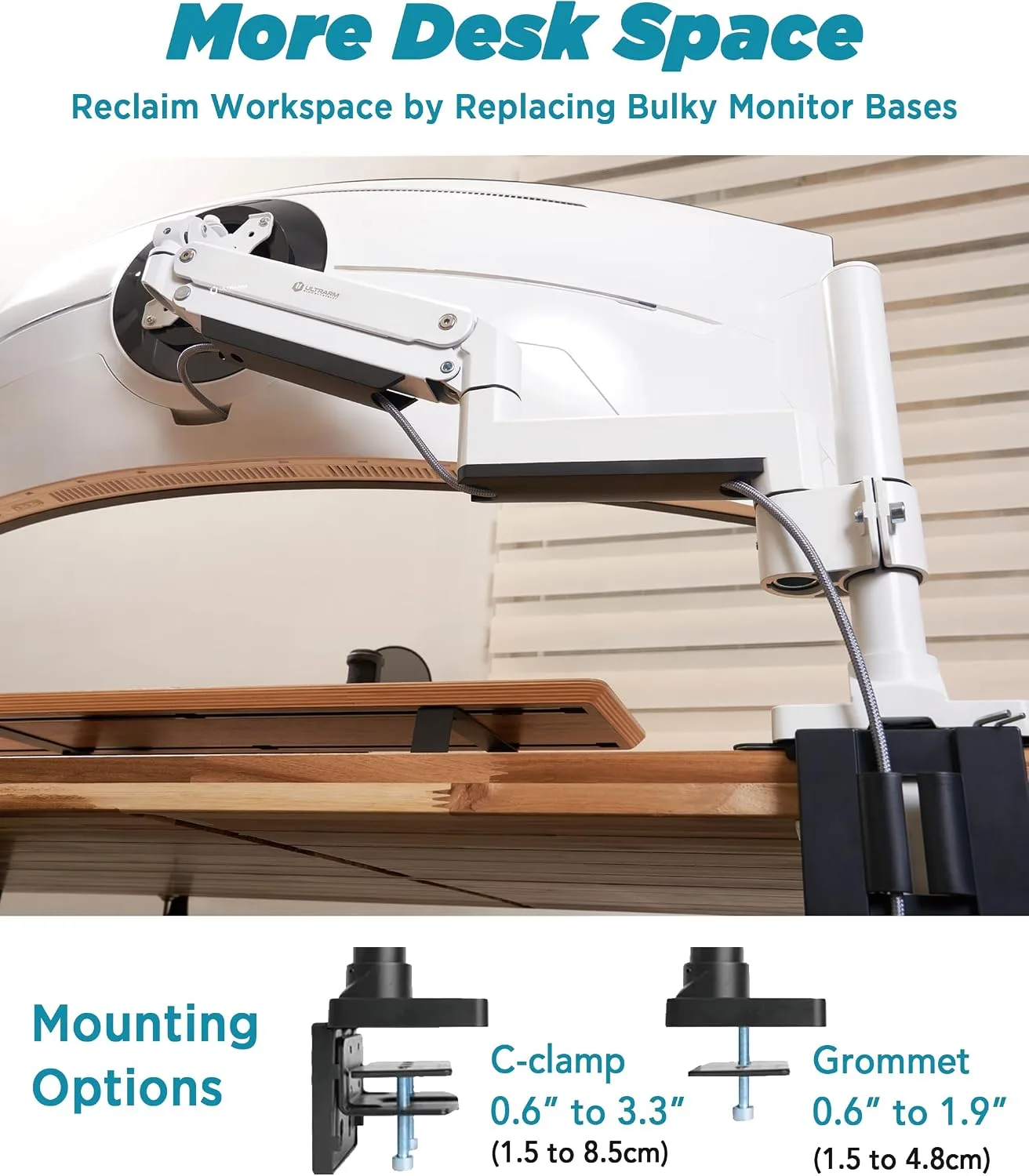ULTRARM Heavy Duty Monitor Arm for Ultrawide Curved Monitors Modular Design