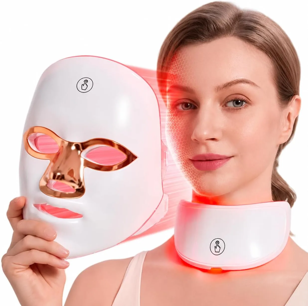 Red Light Therapy Mask for Face and Neck with 568 LEDs, Cordless & NIR