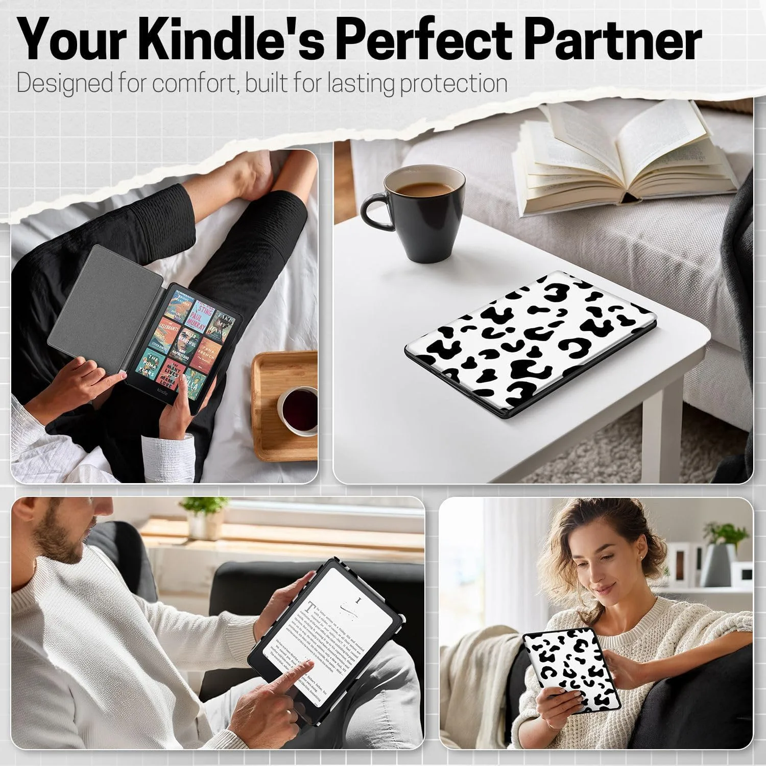 TNP Kindle Paperwhite 12th Gen Case, Colorsoft 7-Inch Cover, Cow Print