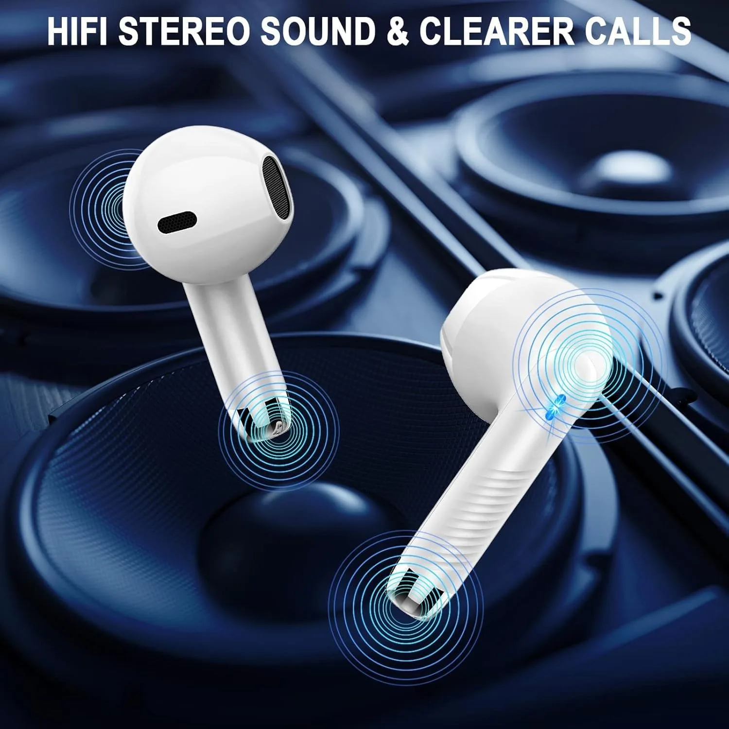 Wireless Bluetooth 5.4 Earbuds, LED Power Display Headphones, 6D Stereo