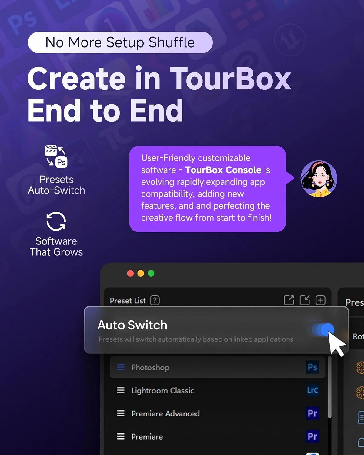 TourBox Lite Bluetooth Creative Controller, Custom Control, Wireless, Black