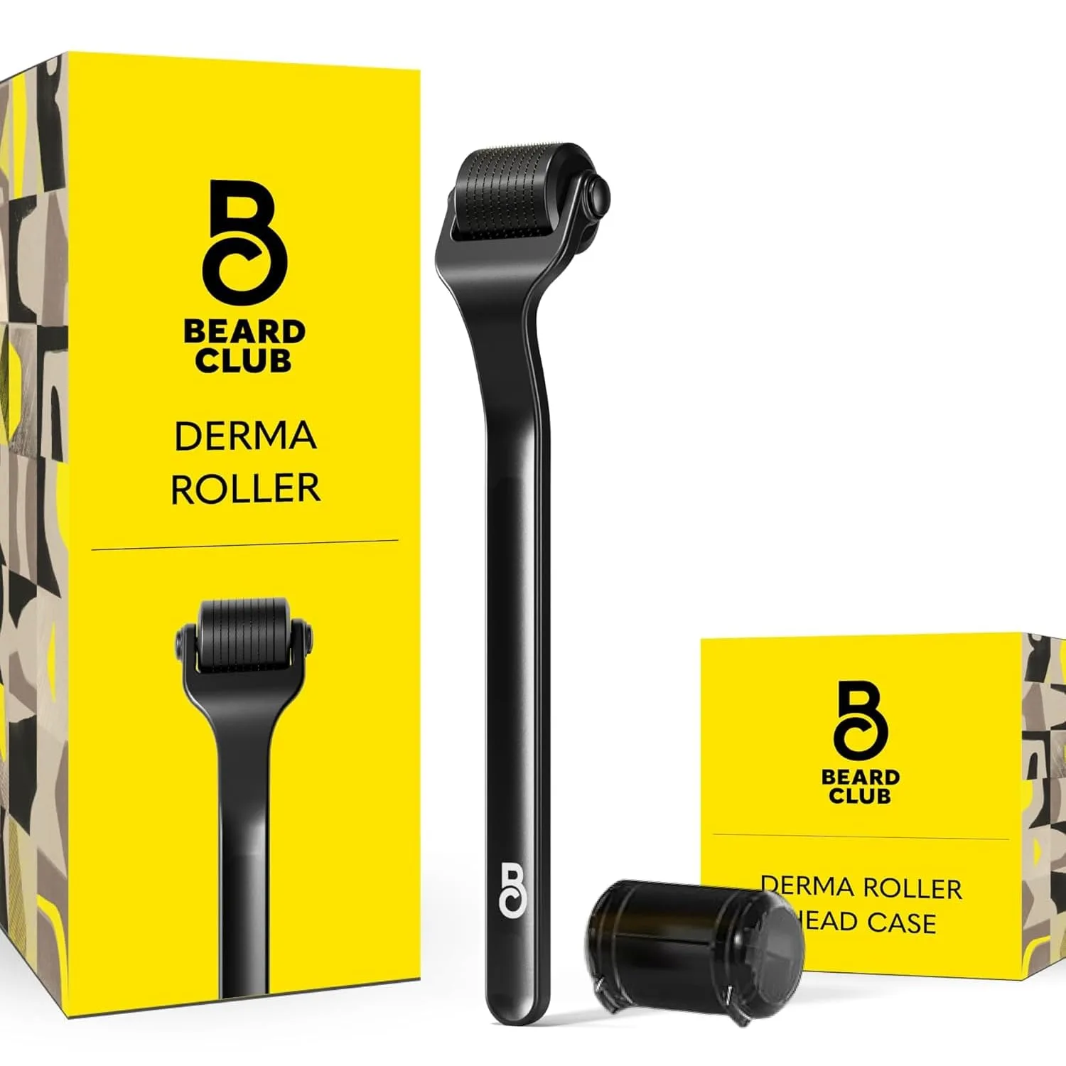 The Beard Club Premium Derma Roller for Face, Body and Scalp - Microneedling Roller for Men and Women with 540 Titanium Microneedles - for Hair & Beard - Weighted Metal Handle - Magnetic Storage Case