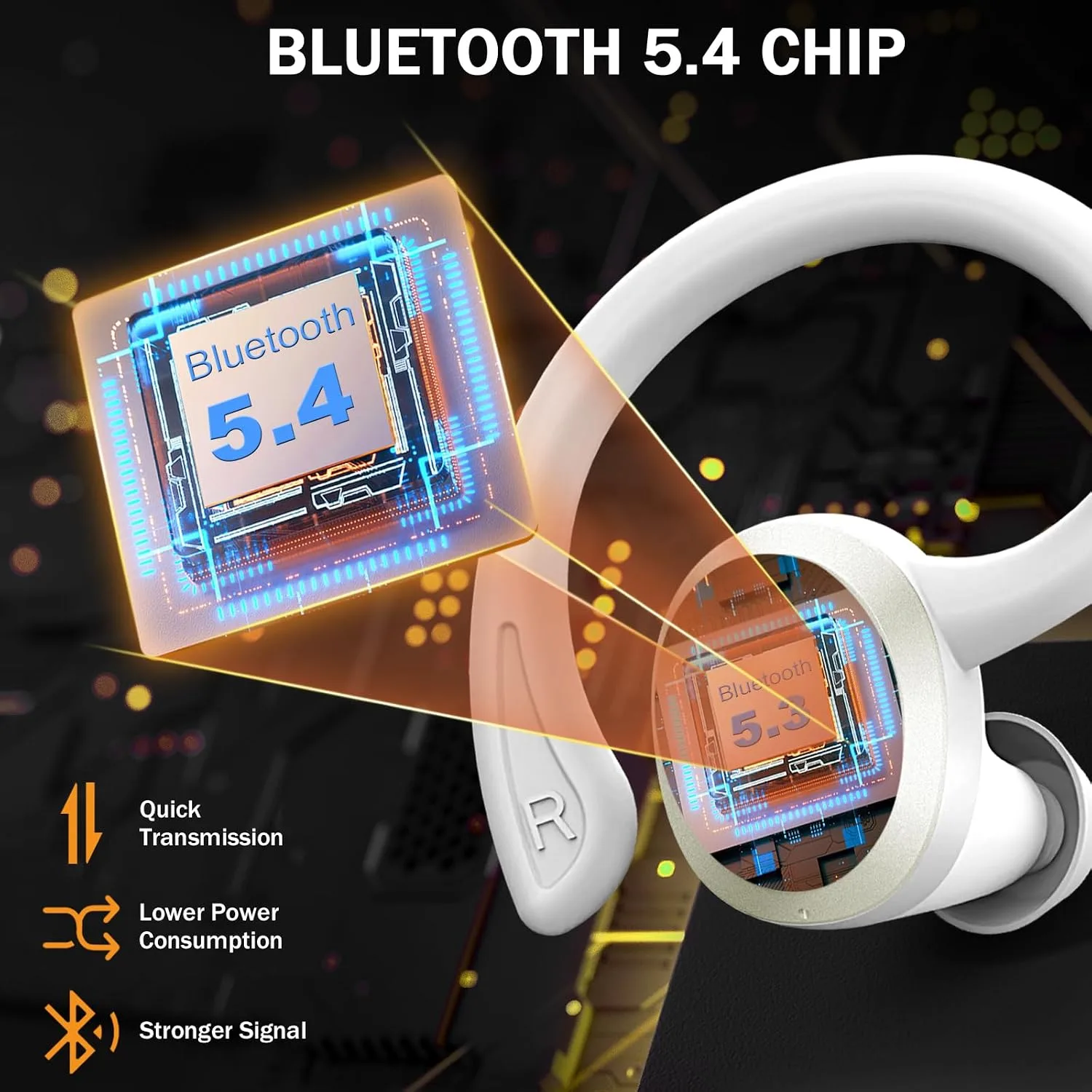 Wireless Earbuds, Sport Bluetooth 5.4 Headphones 2026 New Bluetooth Earbuds with 56Hrs Stereo, 4 ENC Mic, Noise Canceling Over-Ear Buds with Earhooks, IP7 Waterproof Earphones for Workout/Running/Gym