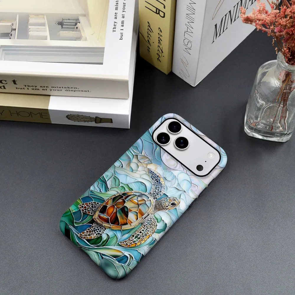 Case Compatible with iPhone 18 Pro Max/iPhone 17 Pro Max,Fall Prevention Hybrid 2-Layer Hard Shell Phone Cover for Girls Boys,Oceans Turtle Sea