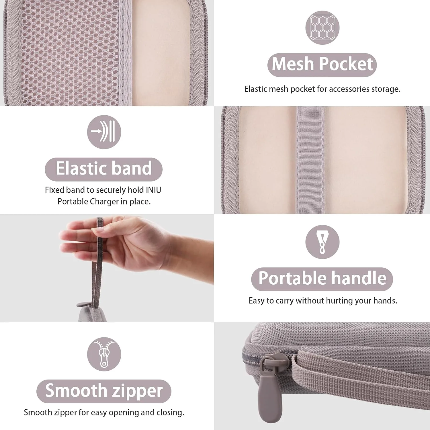 khanka Case for INIU Ultra Mini 10000mAh 45W Fast Charging Power Bank,Beige