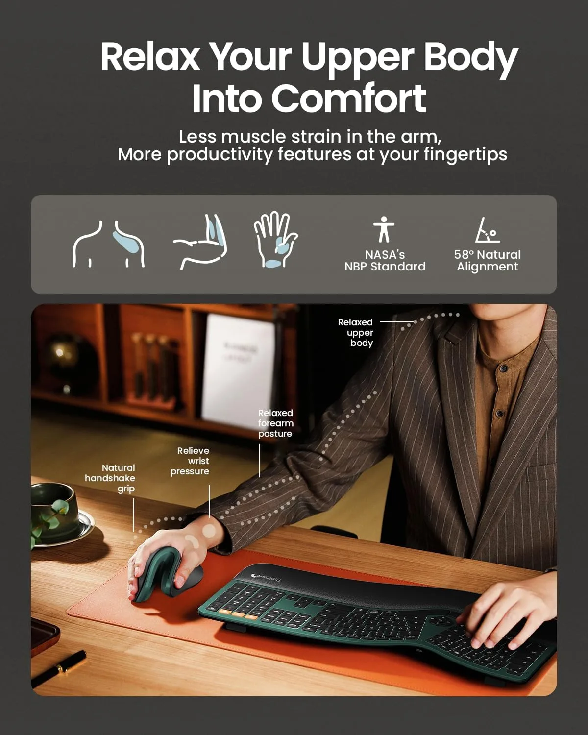 ProtoArc EM11 NL Wireless Ergonomic Mouse, Rechargeable Vertical Mice