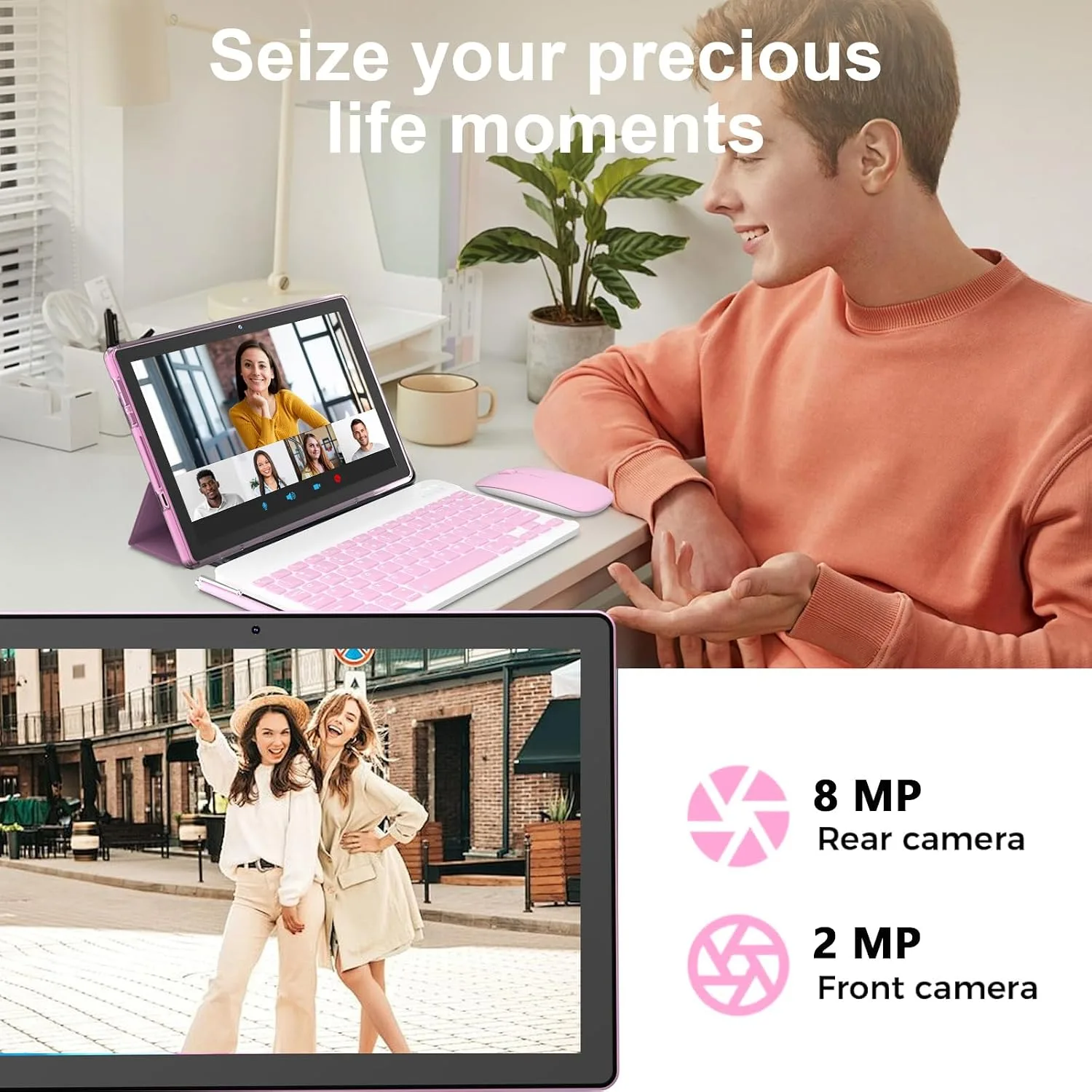 Android 16 Tablet 10 Inch, 12(3+9) GB RAM+64GB ROM, 2 in 1 Tablets with Keyboard Case Mouse Stylus, 2.0GHz Five-core Processor, 1280 * 800 IPS HD Screen, 5G WiFi6 BT 5.3 Tableta PC