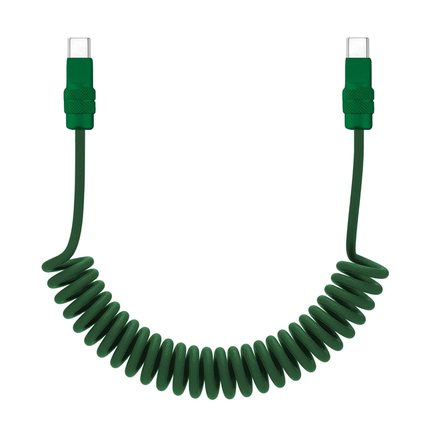 chubbycable USB C to C 240W Braided Coiled Charging Cable, All Green, 6FT