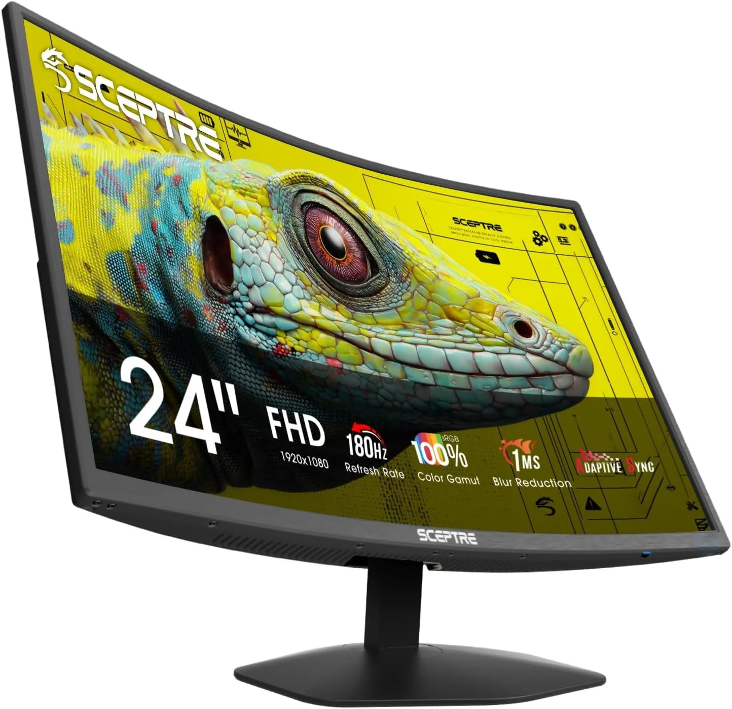 New! Sceptre Curved 24-inch Prime Gaming Monitor 1080p 1500R 1ms up to 180Hz DisplayPort x2 HDMI x2 Build-in Speakers, Machine Black 2027 (C248B-FW180T Series)