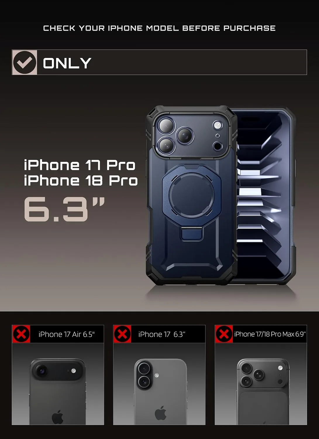SUPCASE for iPhone 18 Pro Case/iPhone 17 Pro Case, Glass Protector, Azure