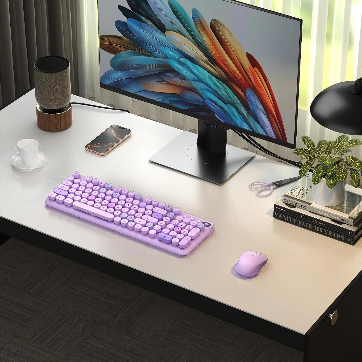 Colorful Wireless Keyboard and Mouse Combo (Purple Colorful)