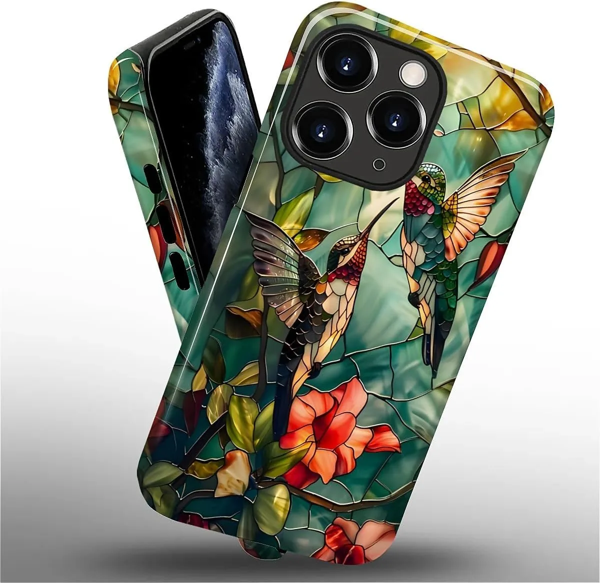 DAIZAG Case for iPhone 11 Pro,Mixed 2 Layer Design Shockproof Soft TPU Ddouble Protection Phone Case for iPhone 11 Pro-Gorgeous Hummingbird
