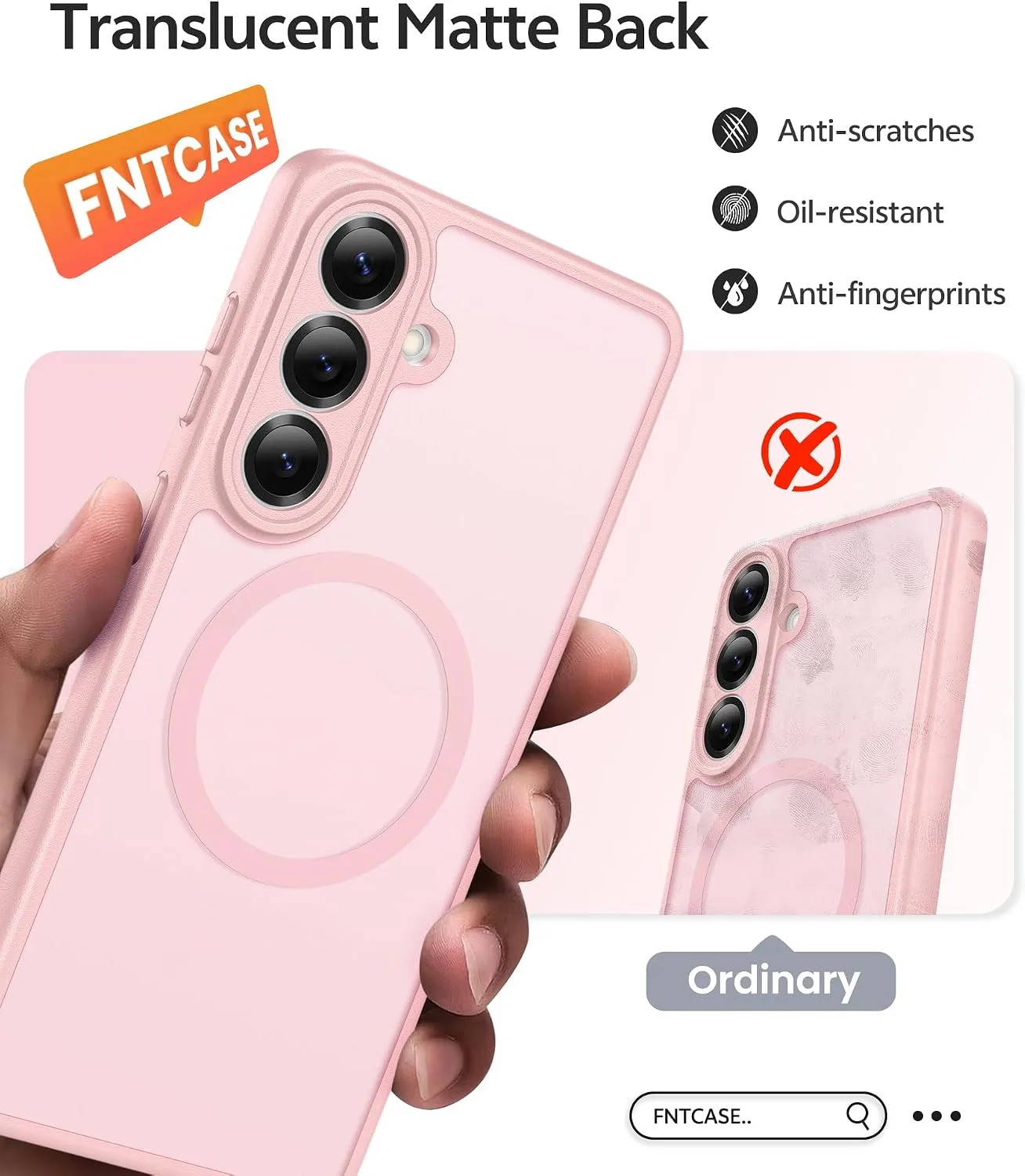 FNTCASE for Samsung Galaxy S26 Case, Fit for Magsafe, Light Pink