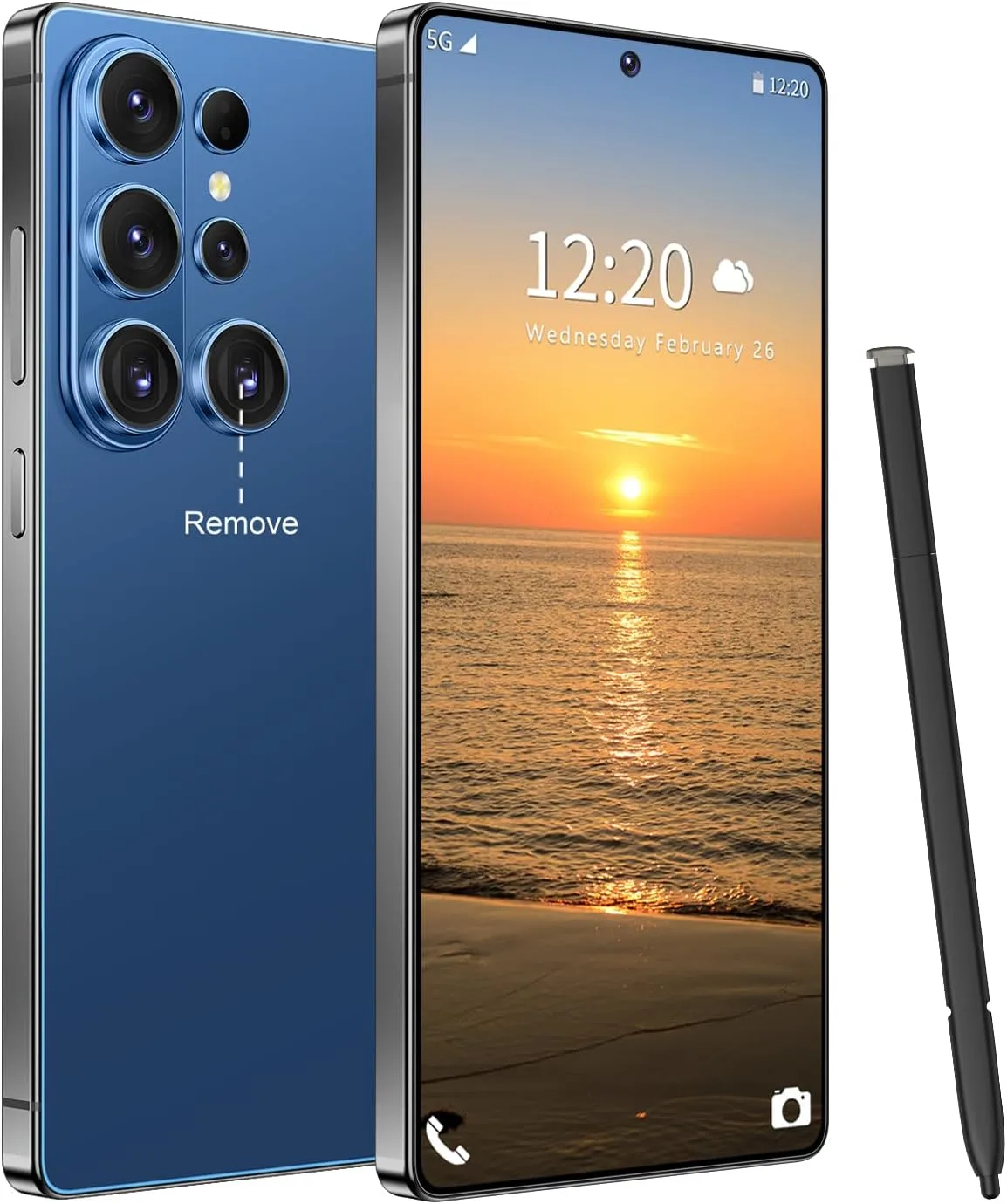 Huness 26 Ultra Unlocked Cell Phone,Built in Pen,16+1TB Unlocked Phone, Android 15 Battery 7000mAh 6.99" HD Screen Smartphone, 5G/Face ID/Fingerprint Lock/Dual SIM/GPS (Deep Blue, 16+1TB)
