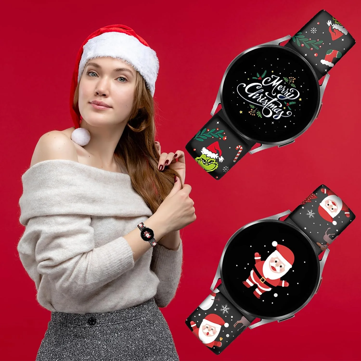 Christmas Halloween Bands Compatible with Samsung Galaxy Watch 7 Band 6 5 4 Active 2 FE 40mm 44mm/Watch 6/4 Classic/5 Pro/3, 20mm Holiday Replacement Strap Band for Samsung Watch Bands Women