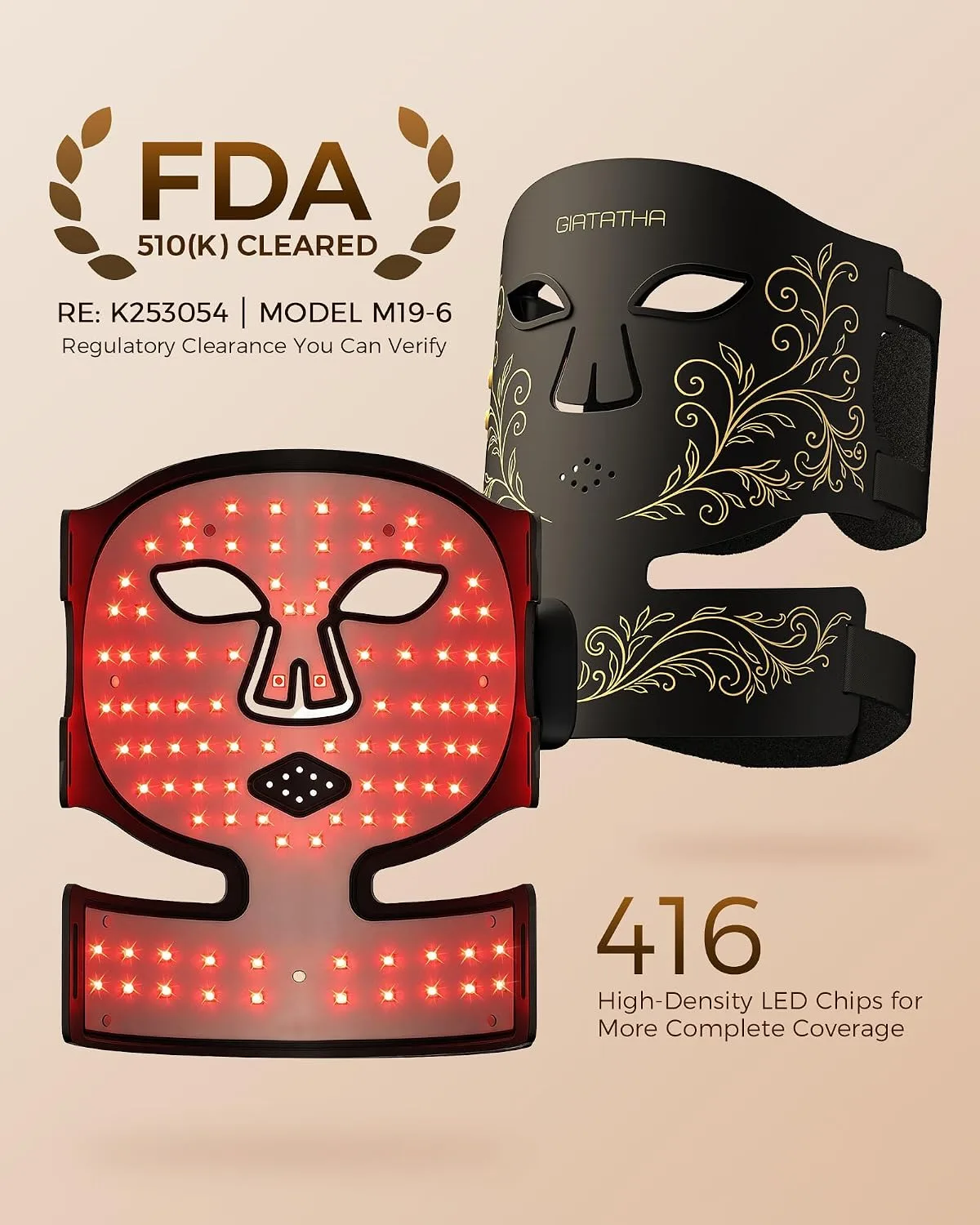 Wireless Red Light Therapy Mask for Face & Neck, 4 Modes LED Face Mask