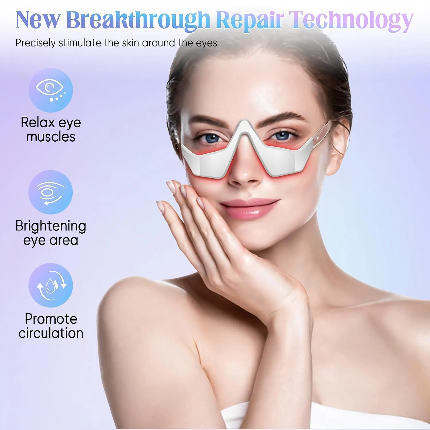 Under-Eye Light Therapy Device for Eye Bags, Dark Circles & Fatigue, White
