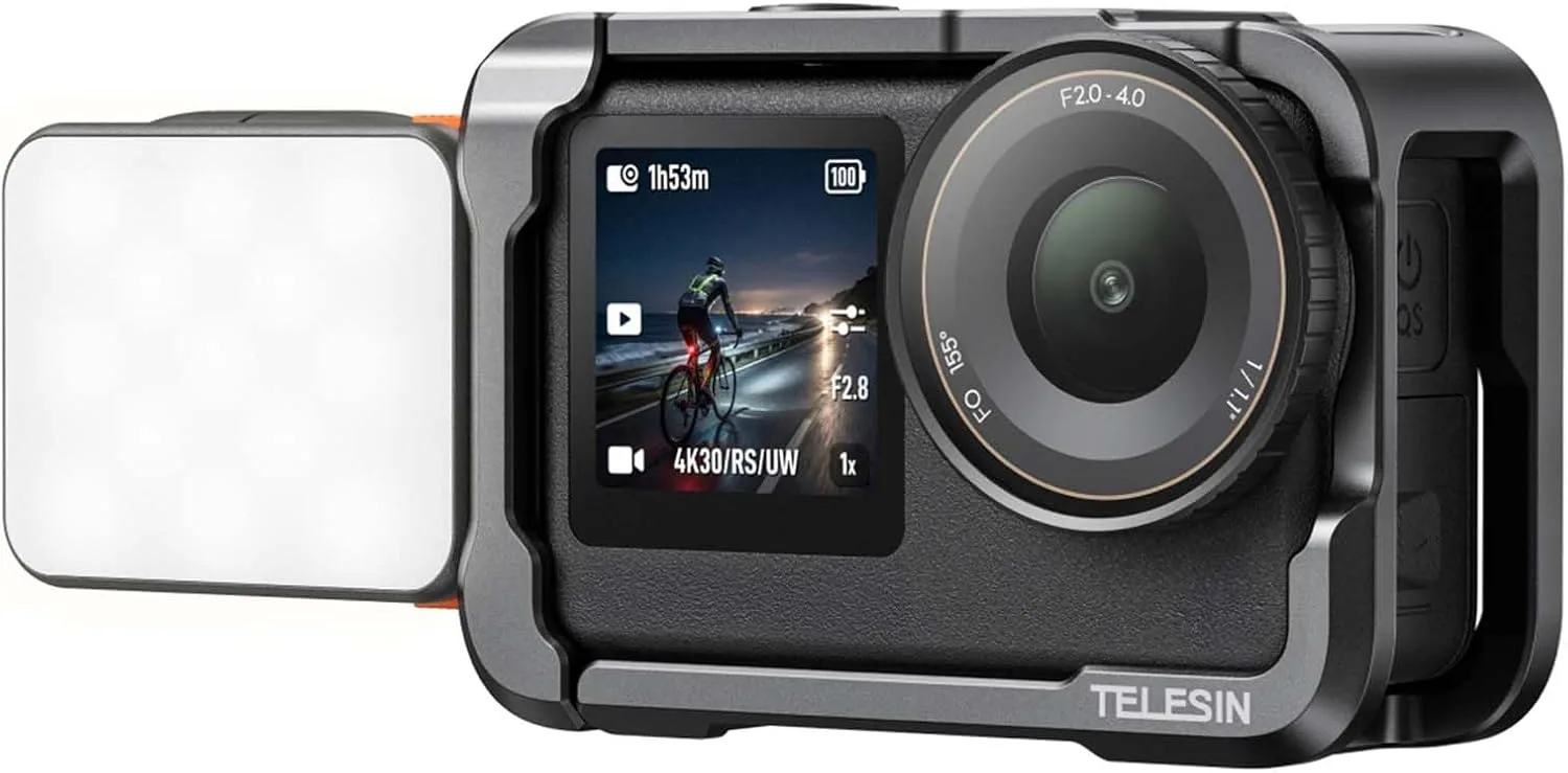 TELESIN Metal Cage Kit with LED Light for DJI Osmo Action 6