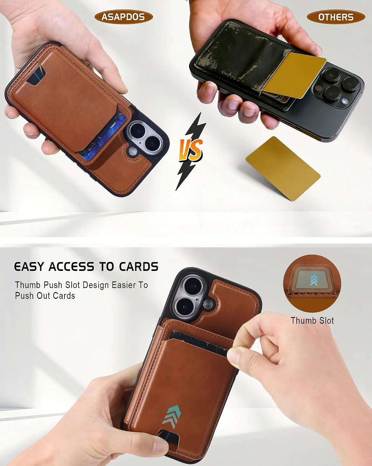 Magnetic Detachable Wallet Case for iPhone 17 with Kickstand,2-in-1 MagSafe Compatible RFID Blocking Card Holder,Slim PU Leather Cover Brown