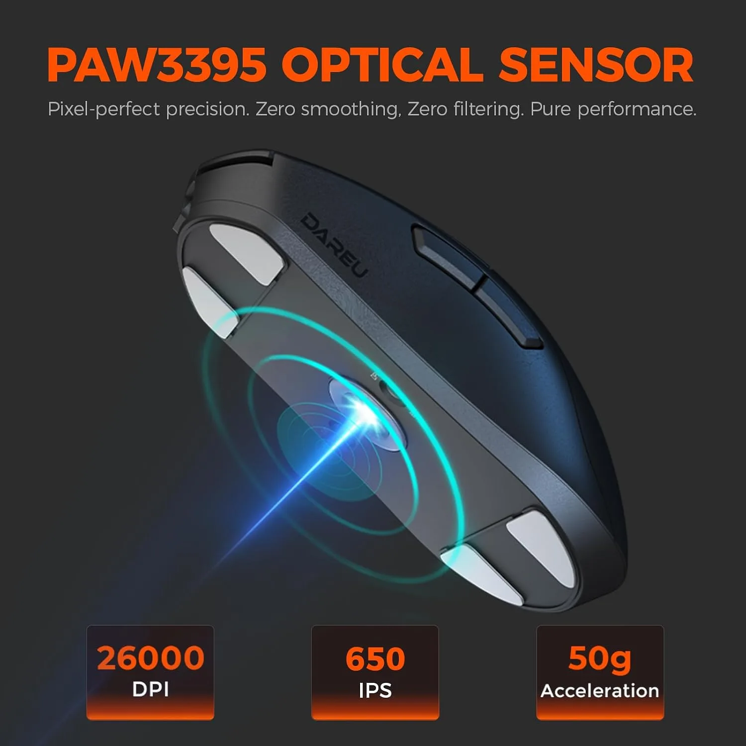 DAREU A950GM Tri-Mode Wireless Gaming Mouse,26K DPI,60g Lightweight