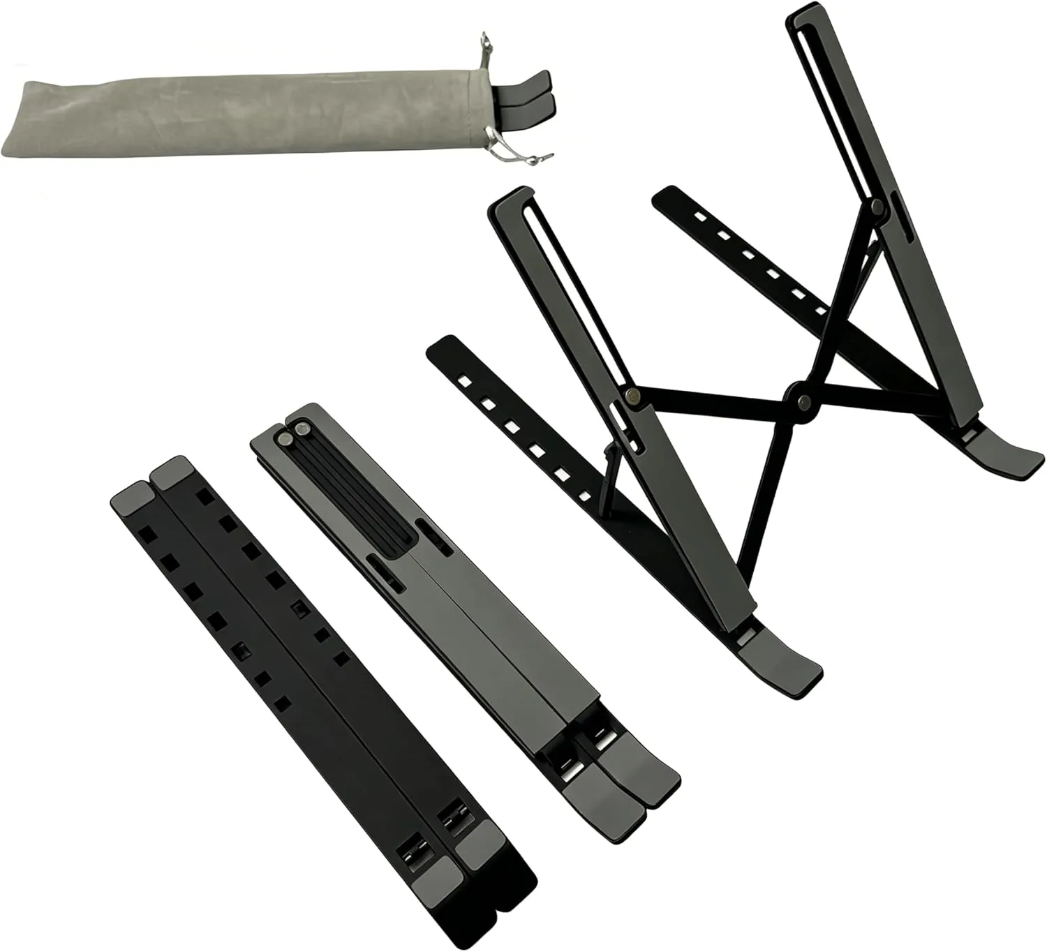 Base para laptop Qziano UL0F0F0002 plegable de aluminio negra para laptops hasta 18 pulgadas