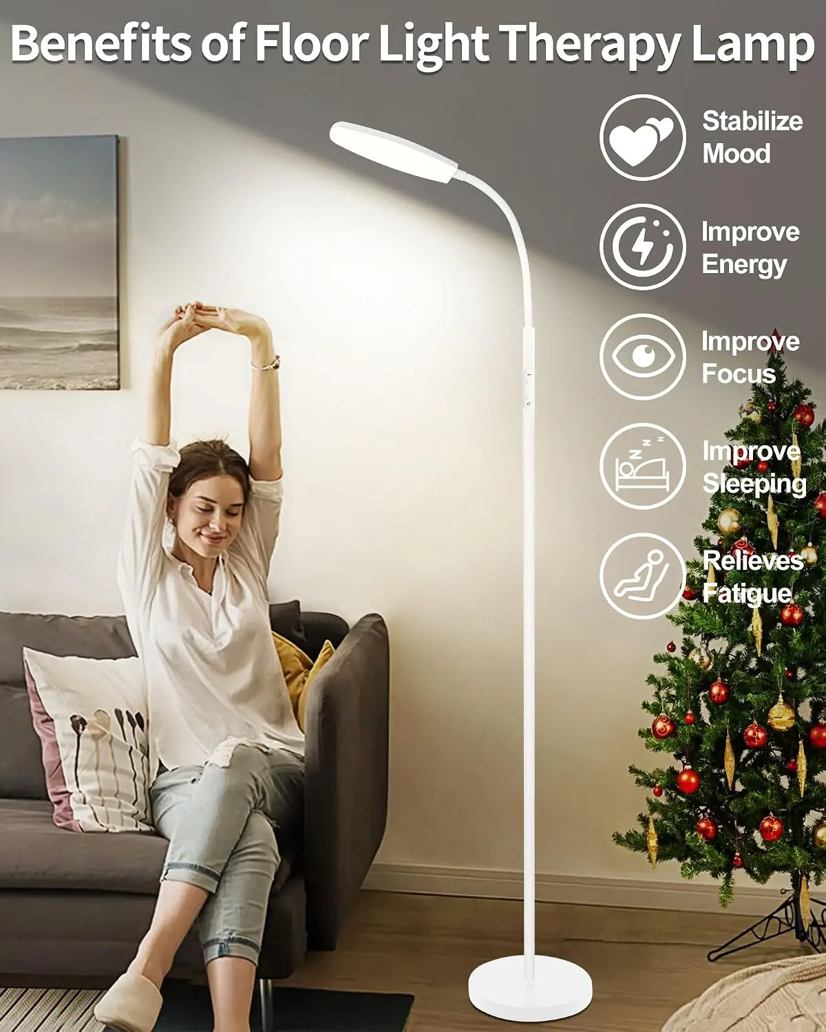 LanSuper 10000 Lux Light Therapy Happy Lamp, UV-Free Sunlight Floor Lamp