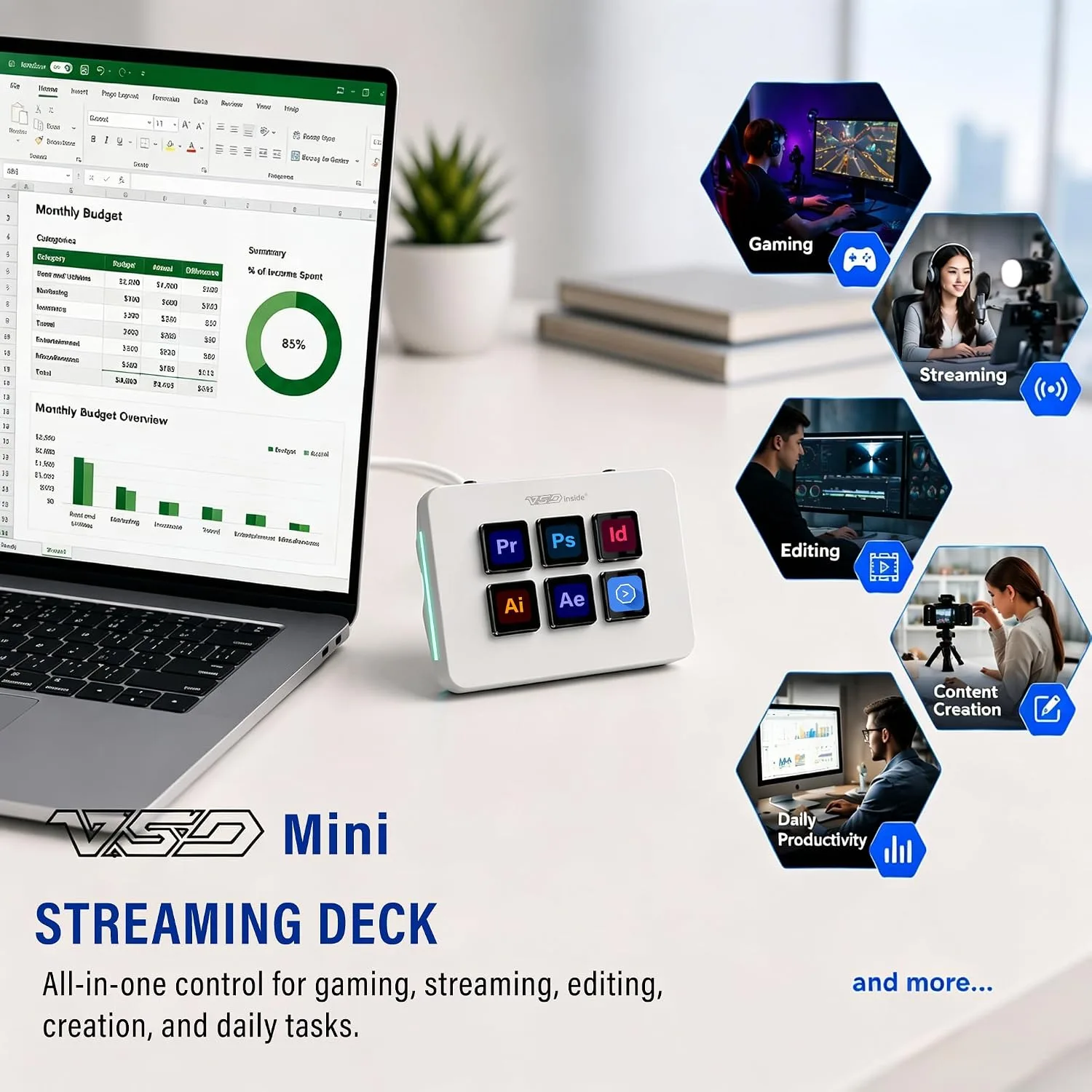 VSD Mini Macro Pad Shortcut Keypad, Stream Controller Streaming Deck