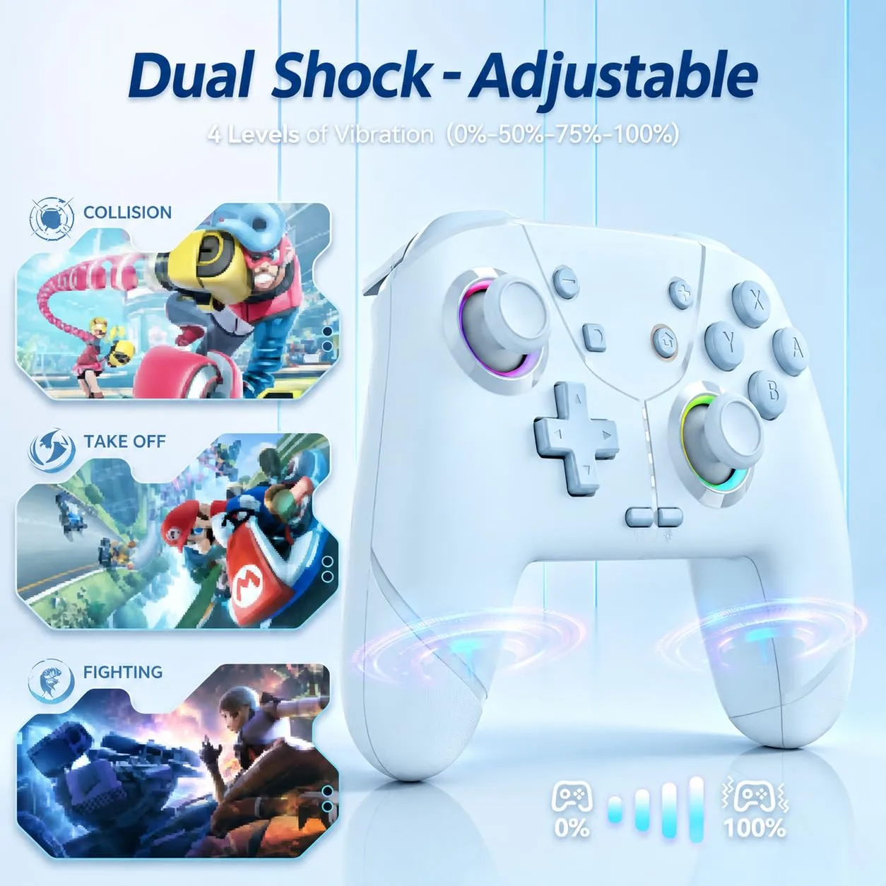 Switch Controller, Wireless Pro Controller for Nintendo Switch 2/Switch/Lite/OLED, Bluetooth controllers Compatible with iPhone/Mac/iPad/iOS/Android/Phone/PC/Steam and TV with Programming/RGB4/Vibration / 3 Turbo Modes/6-Axis/Motion (Blue)