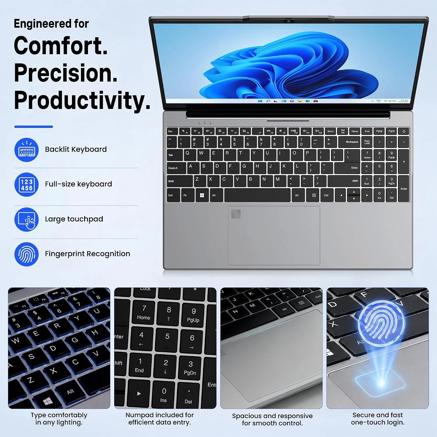 Aurant 15.6 Inch Laptops, AMD Ryzen R5, 8GB RAM, 128GB SSD, Win11 Home