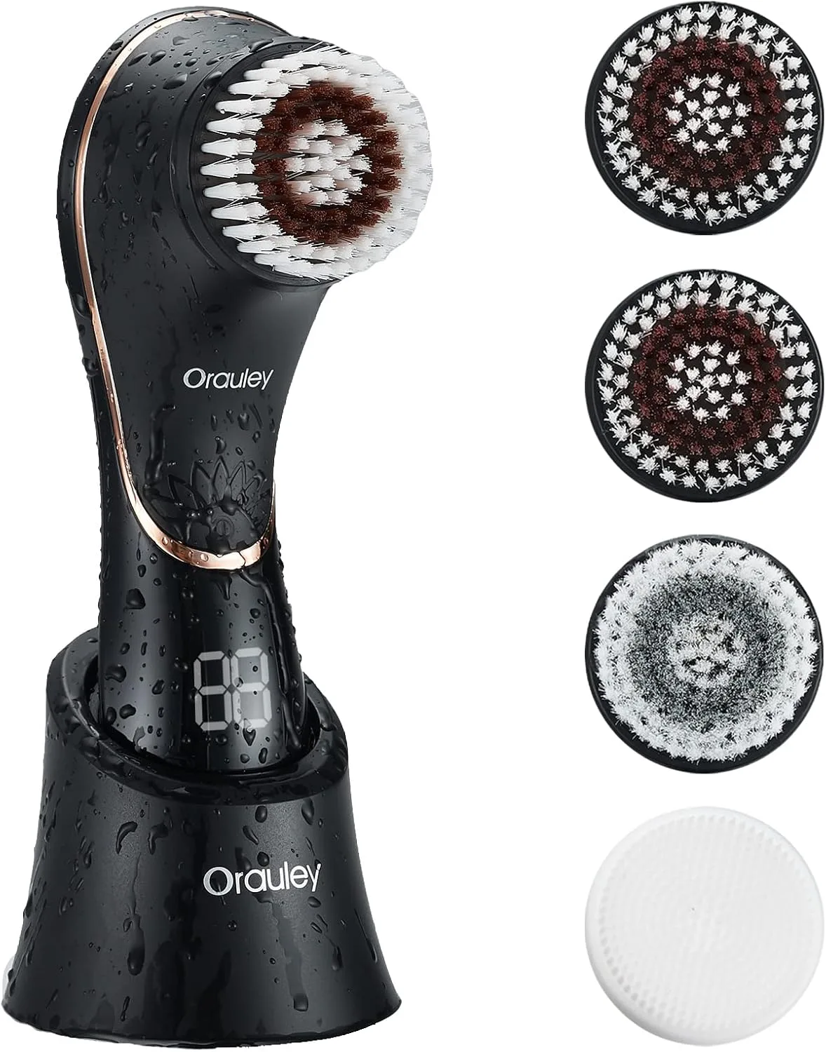 Facial Cleansing Brush, Electric Face Scrubber Rechargeable Exfoliator IPX-7 Waterproof Rotating Cleanser for Exfoliating, Massaging and Deep Cleansing for Women & Men with 4 Brush Heads Black