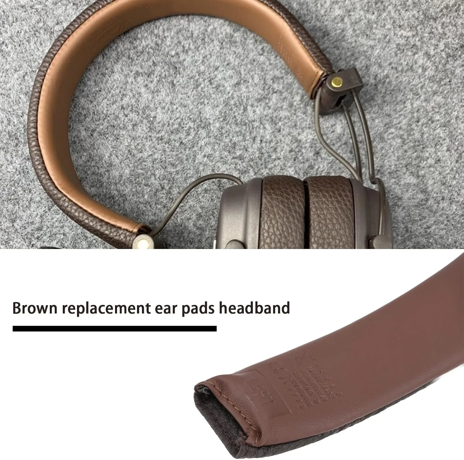 1pc Headphones Headband Cushion Replacement Part Protein Leather Replacement Headband Compatible with Marshall Major 3 Headphones Brown