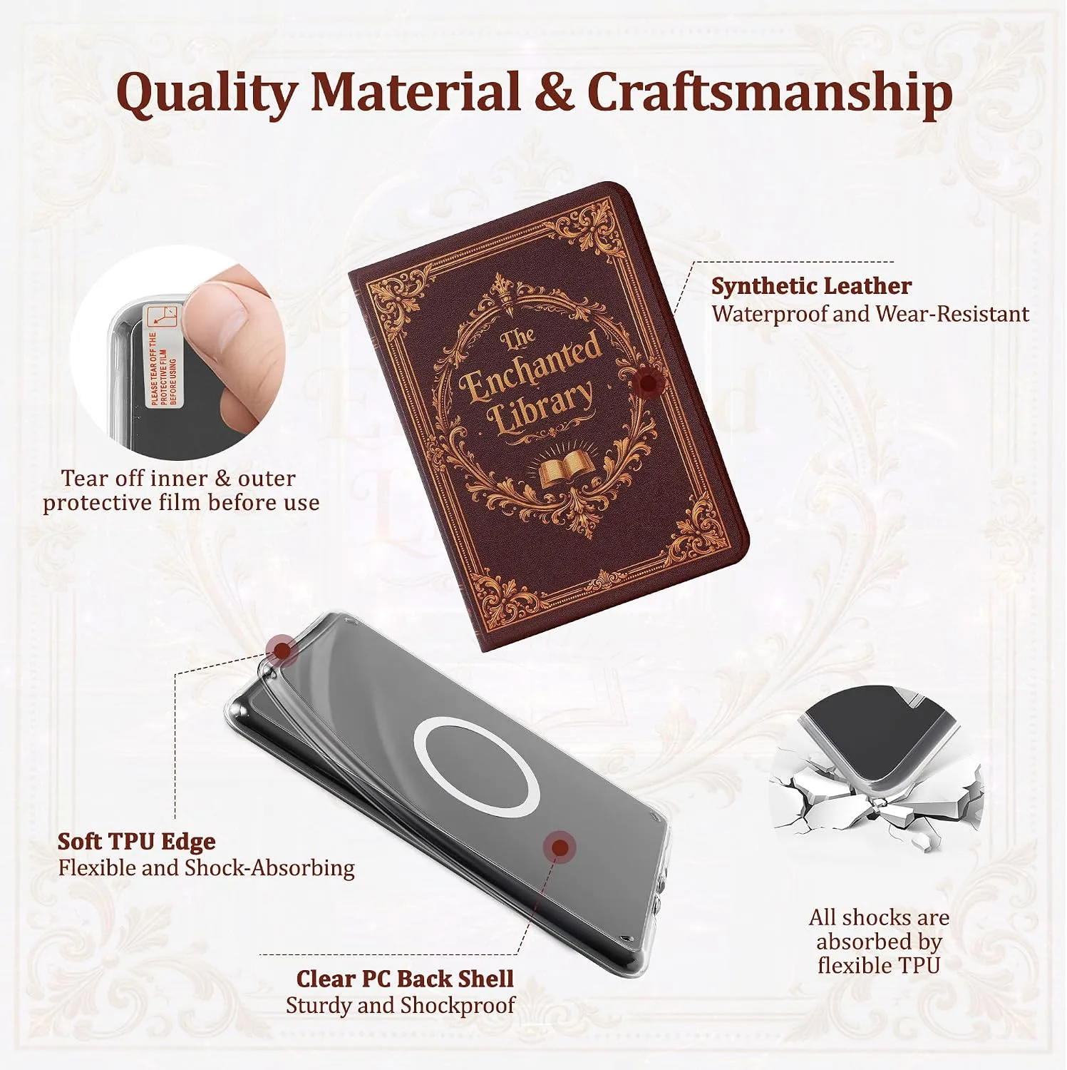 Magnetic Book Cover Case for 7'' Kindle Paperwhite & Colorsoft