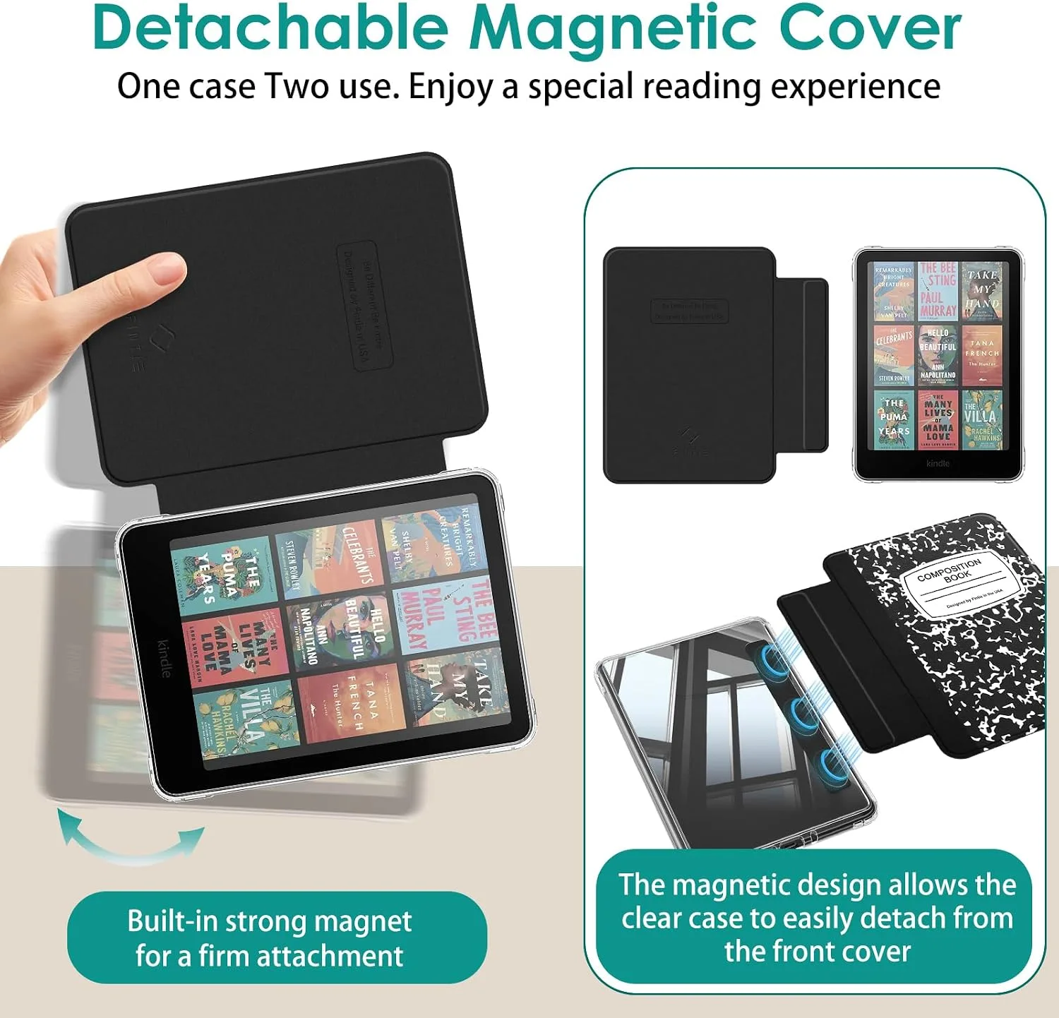 Fintie Detachable Case for Kindle Paperwhite 12th Gen 2024/Kindle Colorsoft