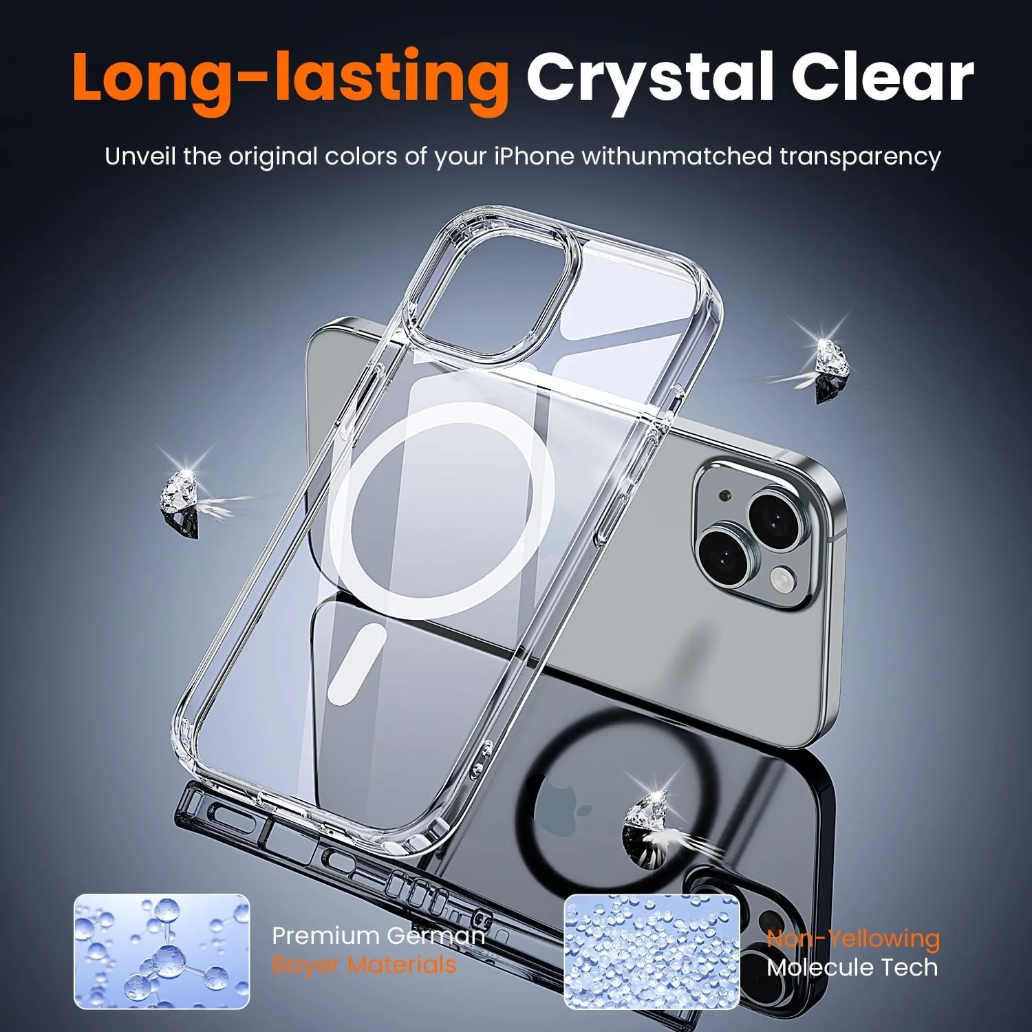 toushion 3 in 1 for iPhone 15 Plus Case Clear