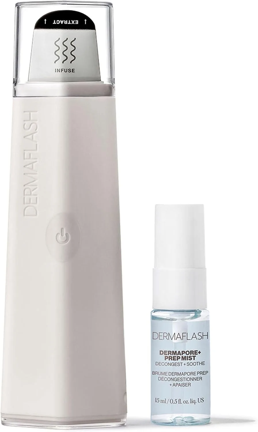 DERMAFLASH DERMAPORE+ Skin Care Device, Ultrasonic 2-in-1 Pore Extractor and Skincare Infuser, Stone