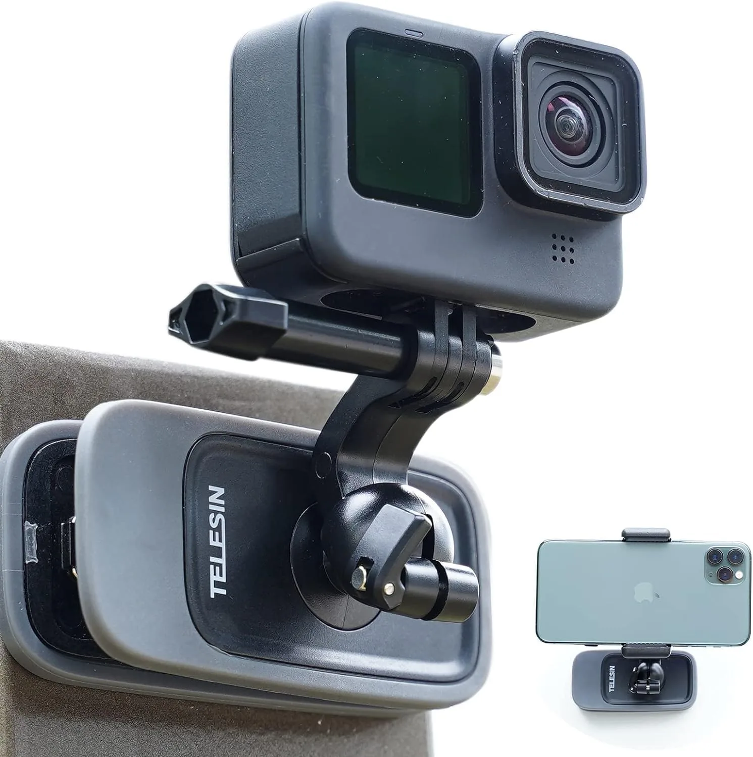 TELESIN 360° Magnetic Backpack Clip Mount for Action Cameras and Phones