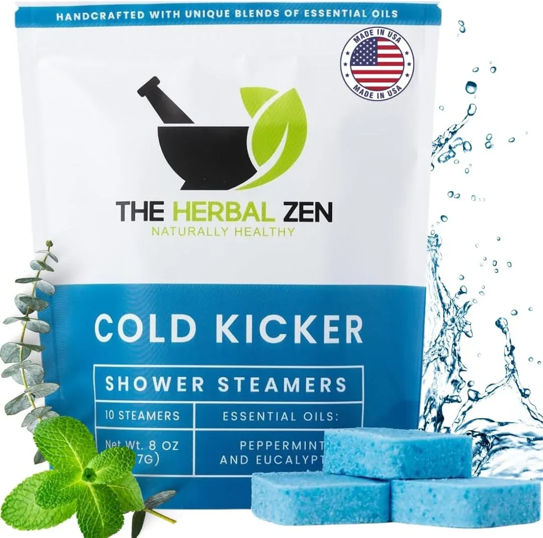 The Herbal Zen Cold Kicker Shower Steamers Aromatherapy Relief - 10 Pack