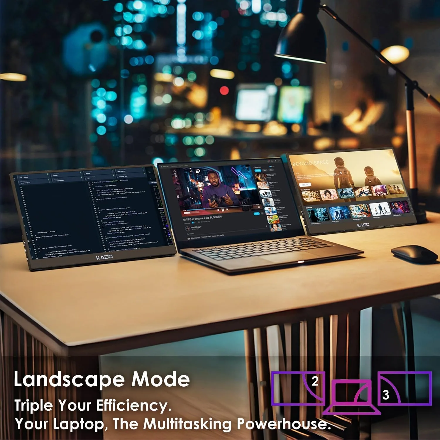 Kado 2-Pack Portable Monitor 15.6-Inch 1920x1080 USB-C HDMI IPS Display