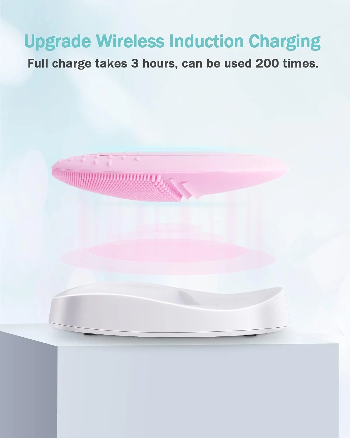 EZBASICS Silicone Facial Cleansing Brush, IPX7 Waterproof, Pink