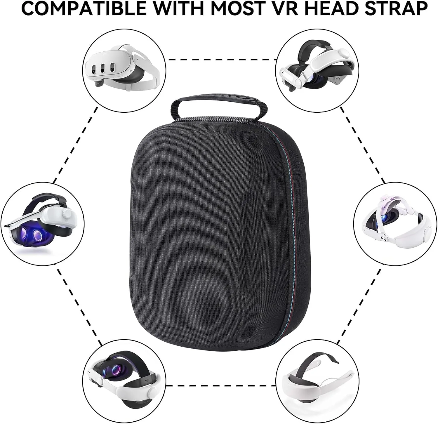Hard Carrying Case Compatible with Meta Quest 3S/Quest 3/Oculus Quest 2/VP/Pico4,Compatible with VR Headsetible with Battery Elite Strap,Controllers and Other Accessories,Hard Shell Case-Black
