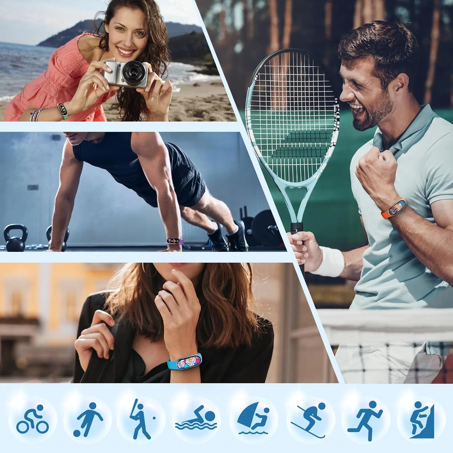 BANGTING Pack of 3 - 12 Replacement Wristbands for Xiaomi Mi Band 10/9/8, Compatible with Xiaomi Smart Band 10 9 8, Breathable Sports Bracelet Made of Soft TPU, Adjustable, Quick Change Design