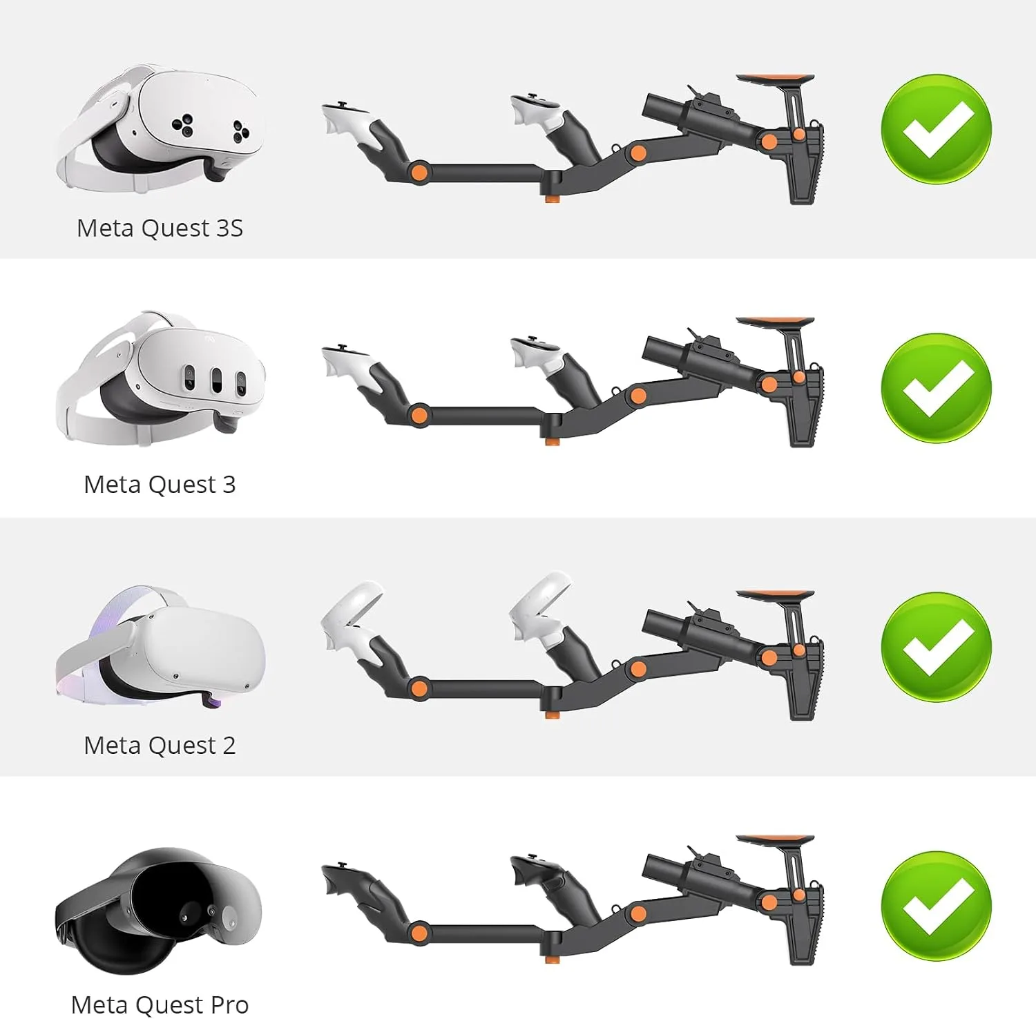 VR Gunstock for Meta Quest 2 Quest 3 Quest 3S Quest Pro – Adjustable FPS Gaming Controller Accessories with Quick Magnetic Attachment Cheek Pad for Immersive VR Gameplay (Black)