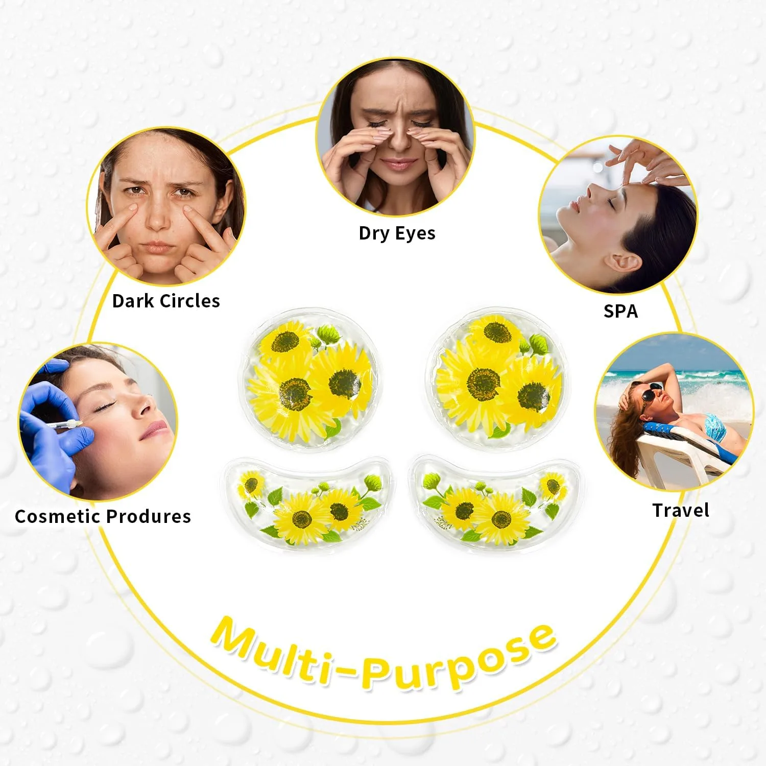 4PCS Gel Eye Ice Pack Set Reusable, Cold and Hot Compress for Eyes
