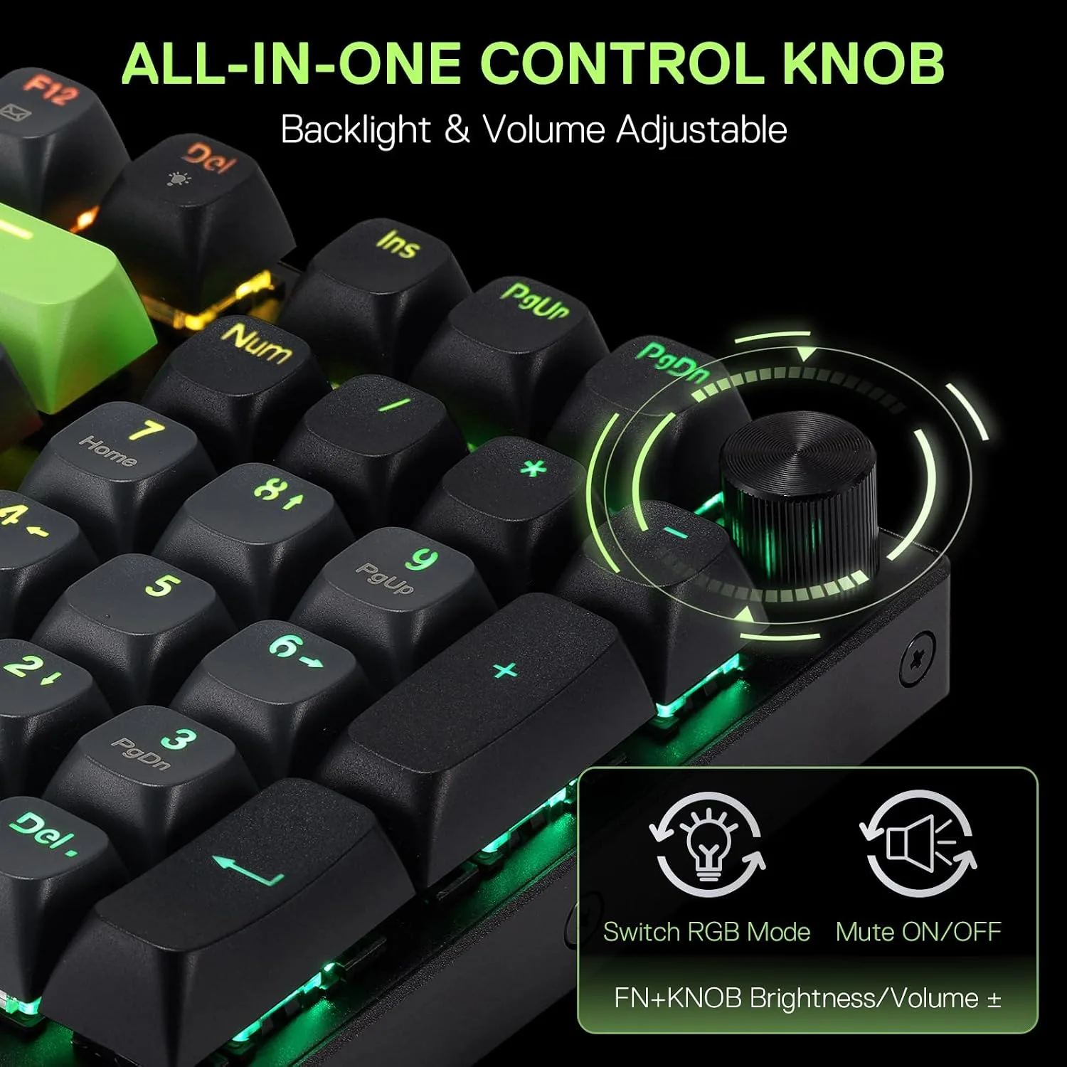 Redragon K740 Wired RGB Gaming Keyboard, Aluminum Base & Knob, 95% Layout