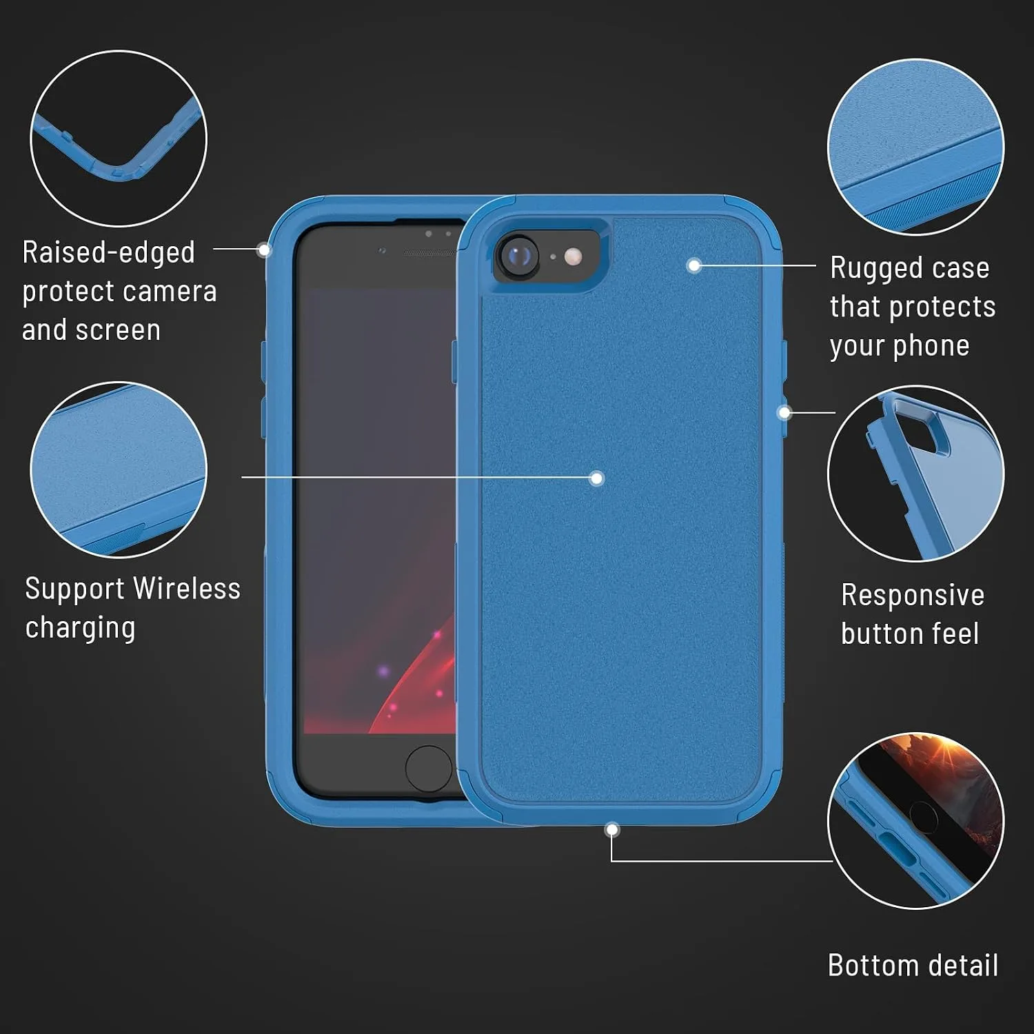 X-belmox Heavy Duty Phone Case for iPhone SE 2022 (3rd Gen) - Sea Blue