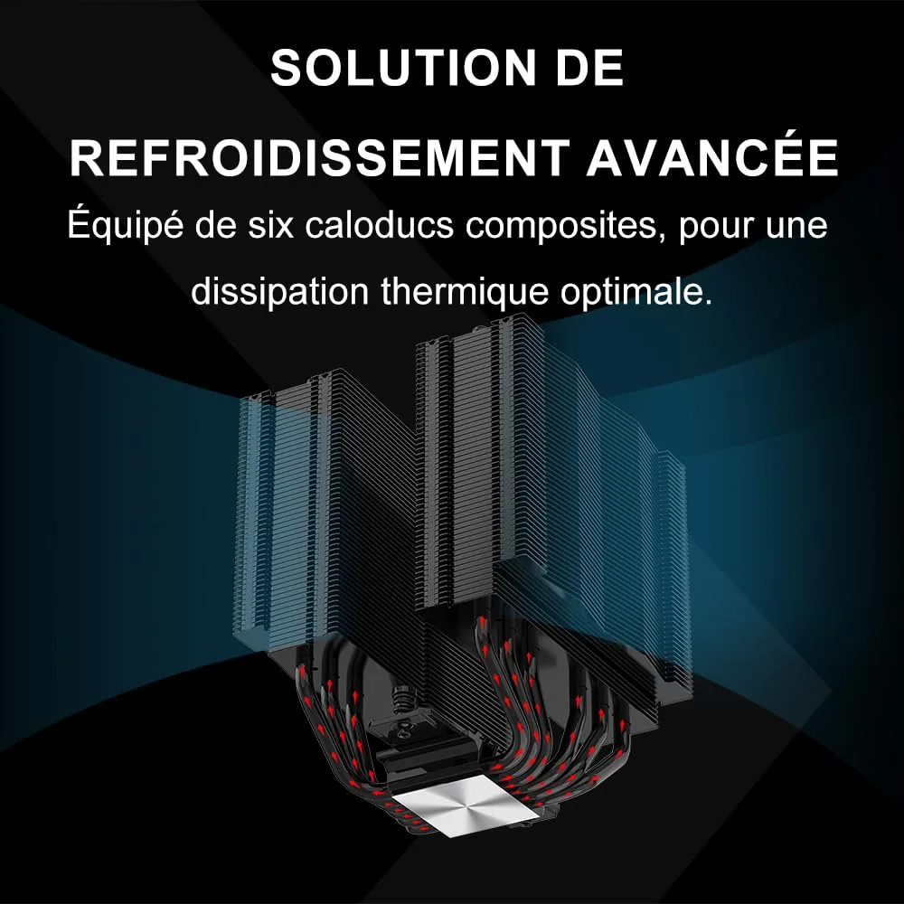 SAMA A60B Dual Tower CPU Air Cooler, 265W TDP, 6 Heat Pipes PC Cooler Black