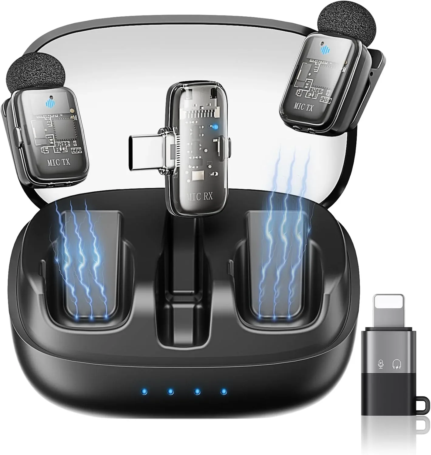 Micrófono inalámbrico Kukiho Mini 2 para iPhone y Android con estuche de carga
