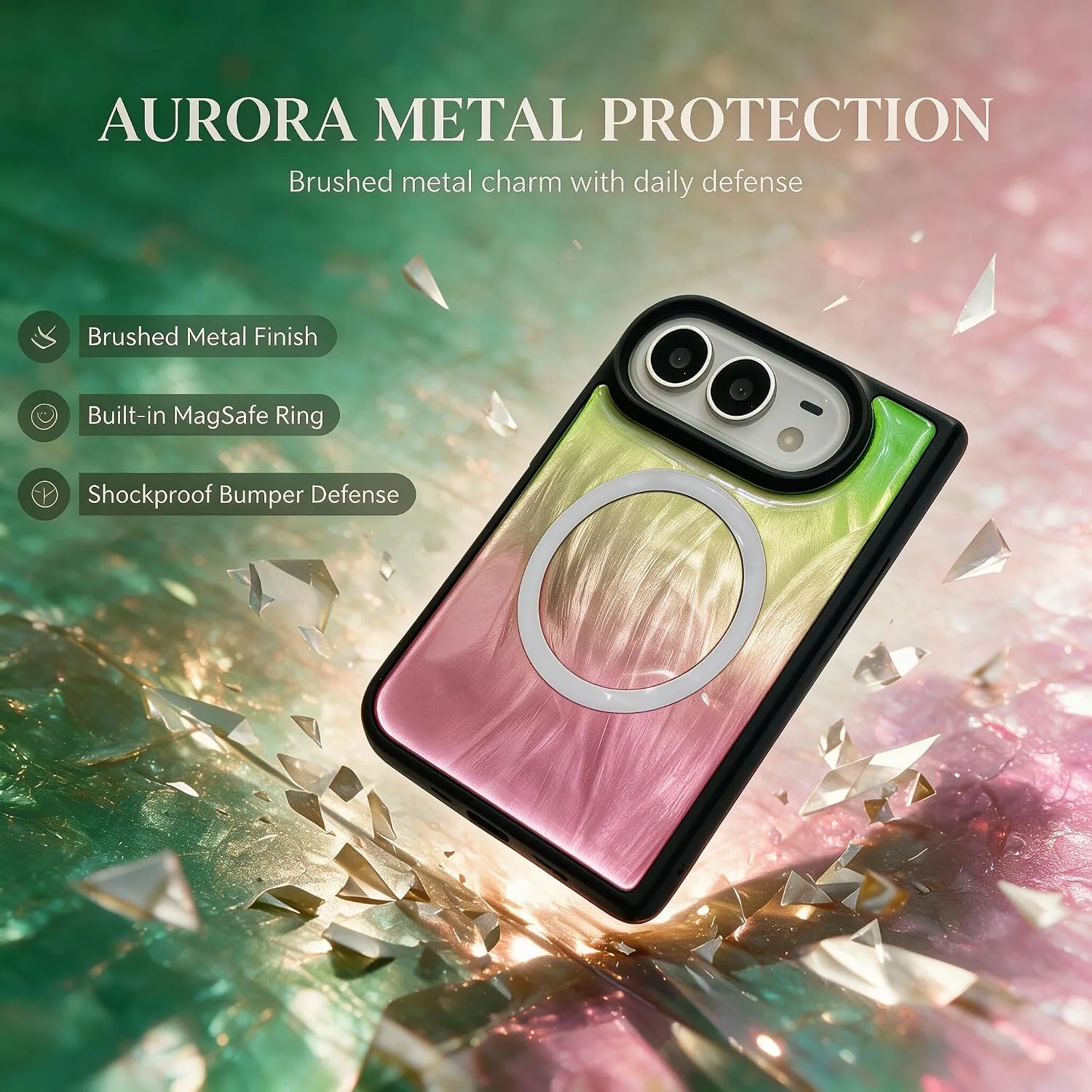 Losin for iPhone Duo Iridescent Green Pink Shell Case