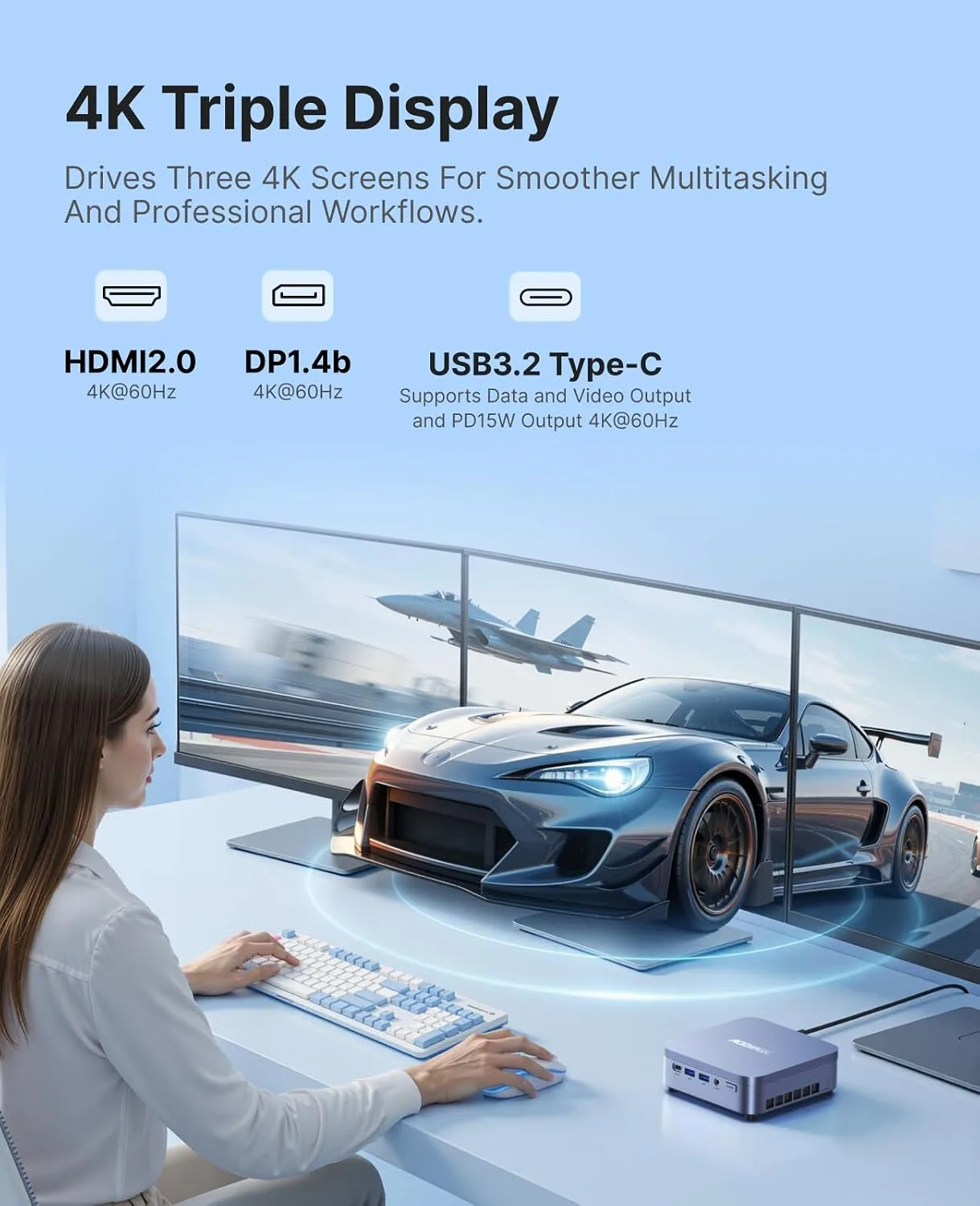 ACEMAGIC M5 Mini PC Intel Core i9 13900HX 32GB RAM 1TB SSD (24C/32T) up to 5.4GHZ 55W USB4/HDMI/DP WiFi 6E 2.5G LAN, Mini Computers Mircro Desktop Beat I9 12900HK 8745HS